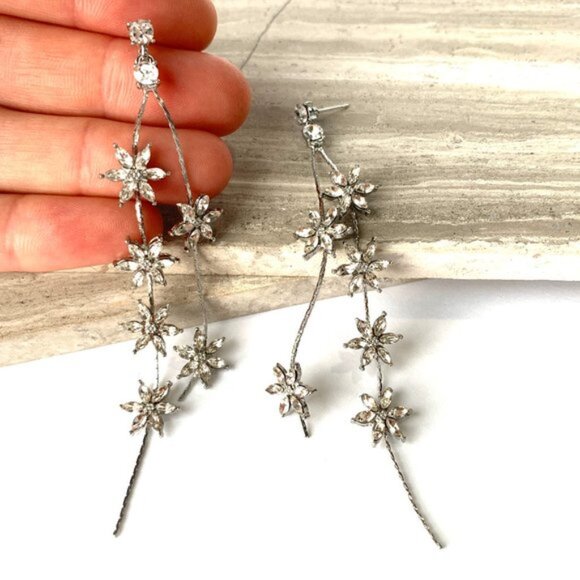 NEW~ Anthropologie SHASHI "Whisper" Long Crystal Tassel Earrings - Picture 5 of 12